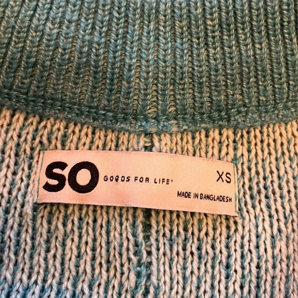 NWOT SO‎ xsmall blue cropped sweater with exposed seam detail. - Picture 3 of 5